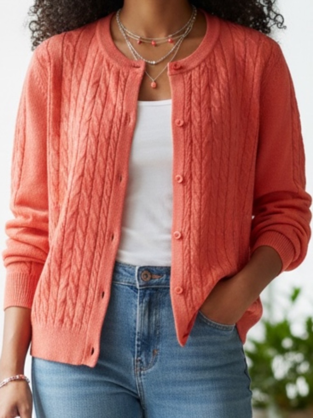 ⭐️Tradition Coral Cotton Cardigan - size M (10-12)